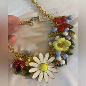 Talbots Flowers Butterfly Ladybug Garden Statement Bib Necklace
